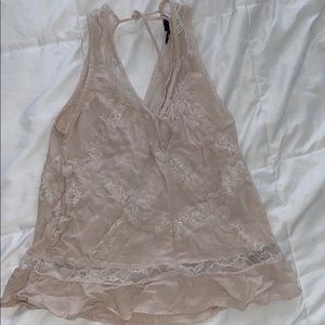 small american eagle cream and lace tank top